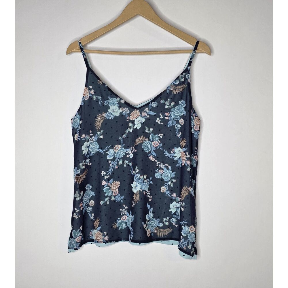 WHBM Floral Polka Dot Chiffon Cami Tank Top Size Medium
